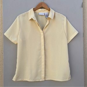 Jaclyn Smith Buttery Yellow Polka Dot Blouse Size 12